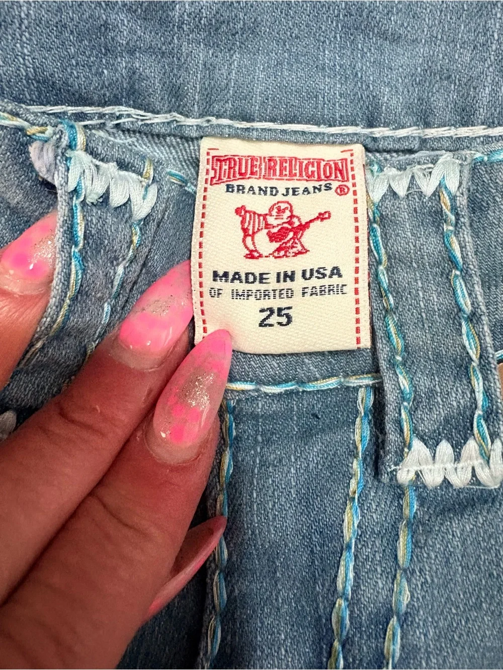 True Religion Women's Light Blue Embroidered Pocket Jeans - Picture 5 of 9